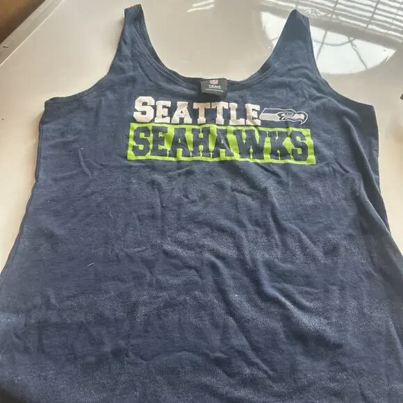 Seattle Seahawks Navy Silver Tank Top Sleepwear NFL Team Apparel Womens Large - Picture 7 of 7